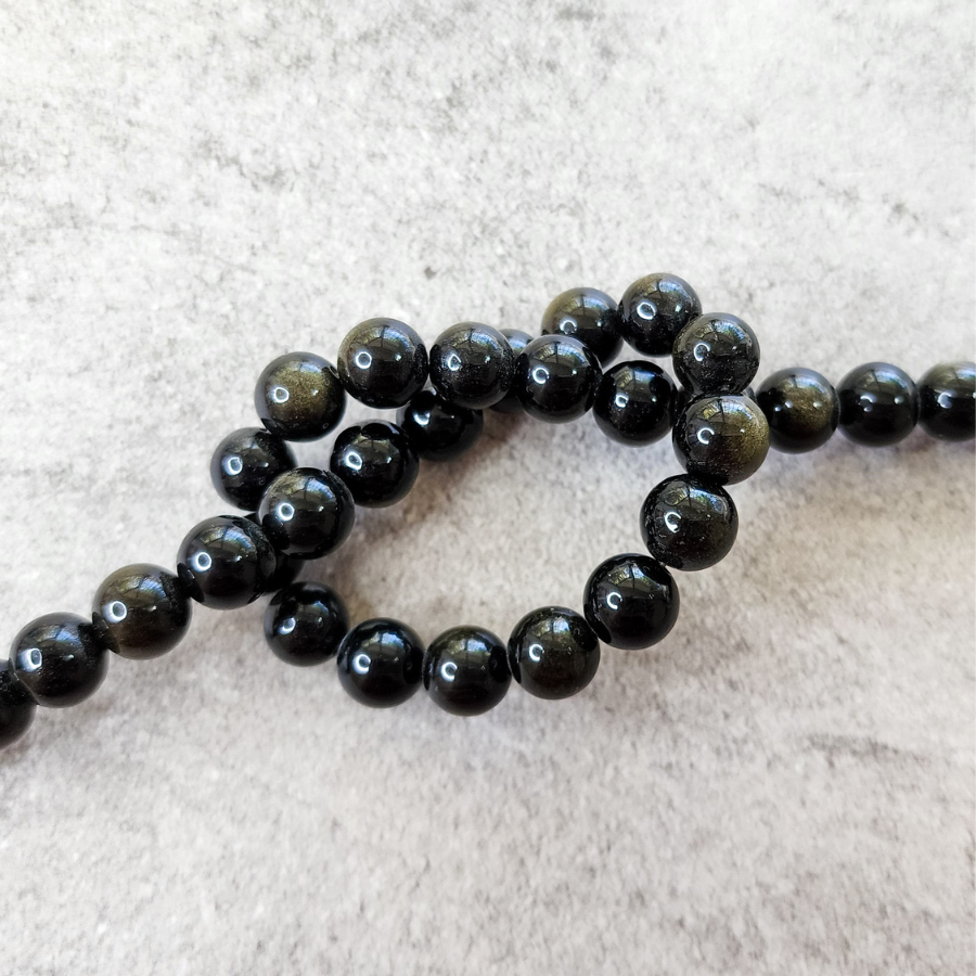 Piedras naturales: Obsidiana golden lisa 8mm