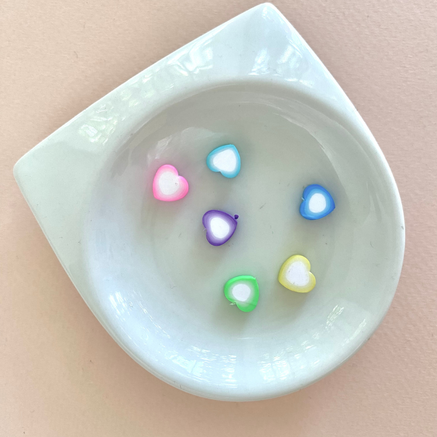 Fimos: Corazón con centro blanco 10mm