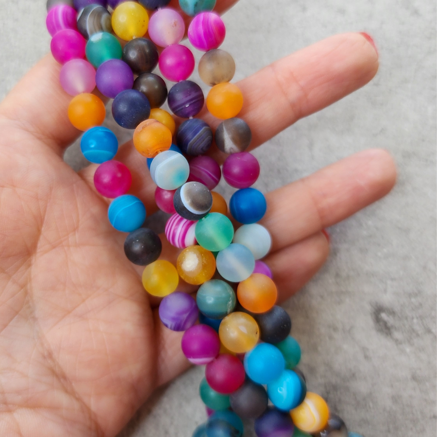 Piedras naturales: Ágata mate multicolor 10mm