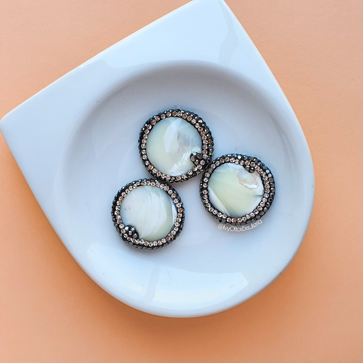 Espinela: Disco de madre perla con bisel 25mm