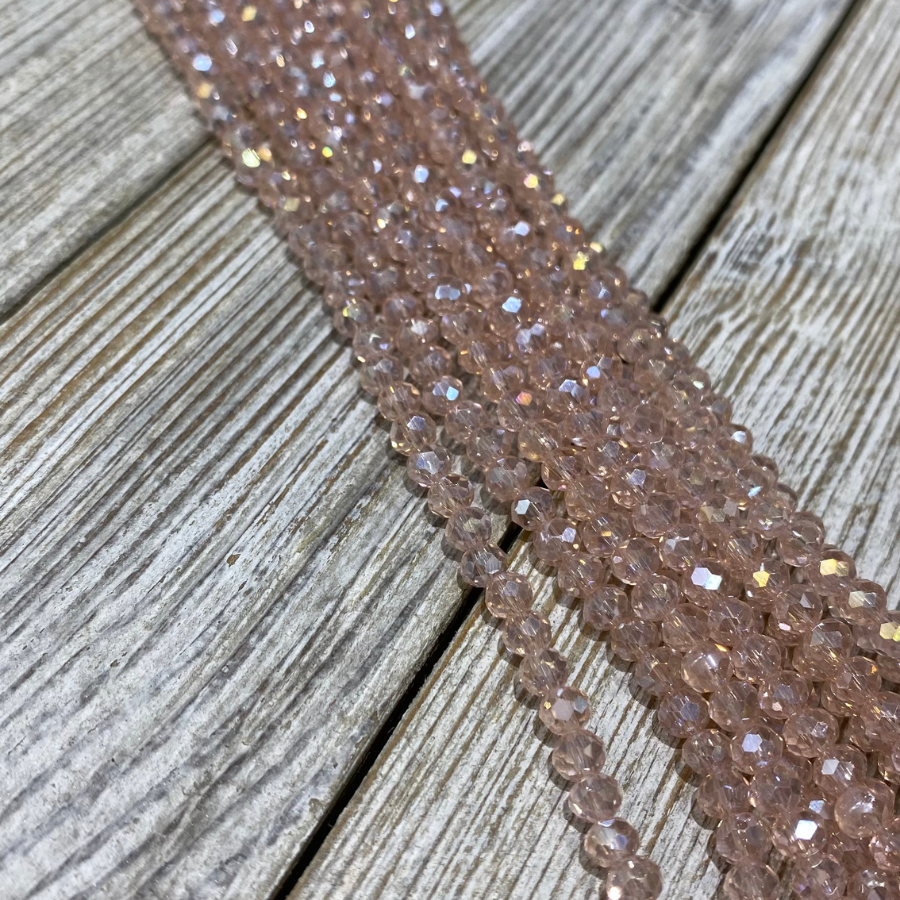 Rondeles: Rosa transparente con destello #4