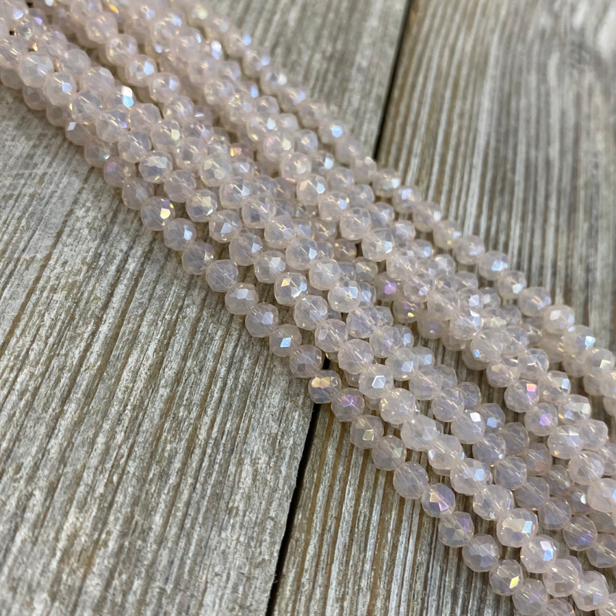 Rondeles: Color cuarzo rosa transparente con destello #4