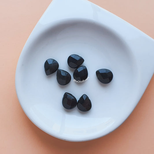 Piedras naturales: Gota facetada de ágata negra 8mm